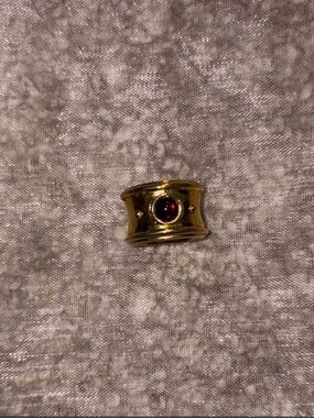 Gold-Tone Monet Statement Ring with Red Stone - Size 5 1/2